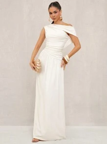 Lumalex Frühlingsausflug Sommerurlaub Bohemian BOHO Meer Strand Heiße Outdoor-Hochzeitssaison Bankett Zeremonie zum Erwachsenwerden Strand Meeresküste Hochwertiges Damenkleid für Hochzeit/Eid Al-Fitr Einfarbig mit asymmetrischem Ausschnitt