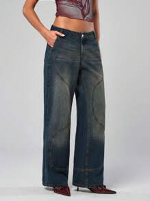 EURMUSE Women's Simple Front Button Pocket Casual Jeans, Everyday Wear