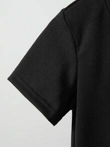 年轻男孩趣味爱心印花圆领短袖 T 恤，适合情人节 - 黑色 - 查看 5