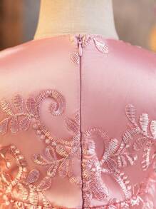 Glamorique Kids 女孩刺绣薄纱蝴蝶结无袖连衣裙，适合节日、户外、派对、聚会、夏季