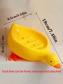 1pc Yellow Duck Shaped Soap Rack,Plastic Material, Suitable For Kitchen Bathroom Countertop Receiving Box, Non-Slip Drain Soap Box Container Bathroom Accessories Home Bathroom Decor Summer - Yellow - View 6