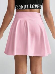 Coolane Kids Tween Girl Black Jersey Shirt Clothes Football Volleyball Thanksgiving Halloween Christmas First Day Of School Solid Color Overlap Waist Tennis Skirt , Skorts For Girls Tween Girl Skirts - Pink - View 2