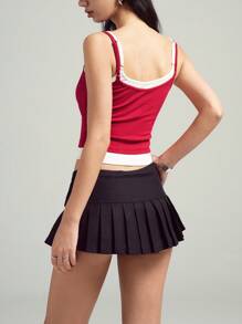 LYSMO Casual Color Block Splice 2 In 1 Camisole