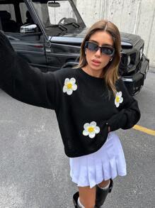 EURMUSE Flower Embroidery Sweater, Spring & Autumn