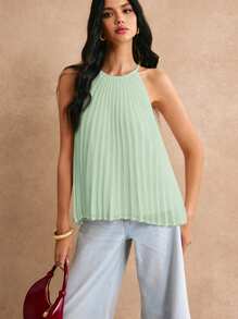 Poéselle 女士纯色无袖休闲宽松衬衫，日常穿着