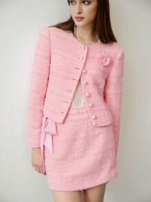 MOTF STUDIO TWEED STEREO FLORAL JACKET & SKIRT,VALENTINE'S DAY OUTFIT,SPRING/SUMMER