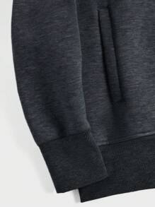 EURMUSE Men's Solid Color Long Sleeve Zip Front Hoodie For Autumn & Winter - Dark Grey - View 3