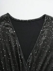 INAWLY 女士休闲银色露肩连体裤，适合通勤