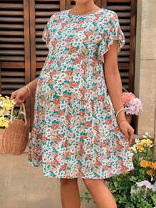 SHEIN Maternity Floral All-Over Print Dress