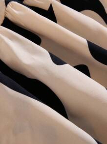 SHEIN Teen Girls' Black Geometric Pattern Knitted Tank Top Patchwork A-Line Casual Holiday Dress - Black - View 3