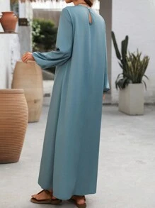 EMERY ROSE 女士长袖连衣裙，休闲时尚，适合日常穿着 - 霧霾藍 - 查看 2