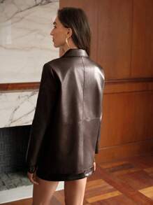 MOTF PREMIUM PU LEATHER FLORAL EMBROIDERY BLAZER