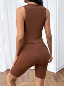 SHEIN Comfortabele sportset voor zwangere vrouwen met hoge taille en top met gekruist ontwerp
