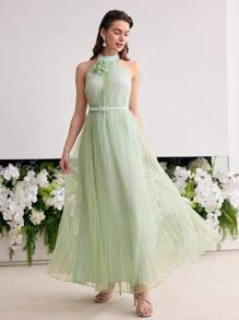 MOTF Soiréza ROBE FLUIDE DE CONTRASTE EN MAILLE FLORALE STÉRÉO