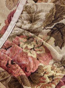 SHEIN MOD Plus Size Women's Vintage Palace Jacquard Romantic Velvet Lace-Up Ruffle Trim Blouse.70S - Multicolor - View 4