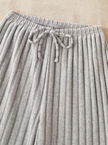 Snug Zone Women's Solid Color Ribbed Homewear Cozy Pants, Fall & Winter - Light Grey - View 6