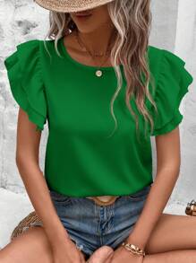 SHEIN Clasi Chemise décontractée de couleur unie en grande taille, élégante pour le port quotidien