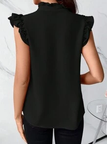 SHEIN Clasi 女士无袖纯色衬衫，休闲时尚，适合日常穿着 - 黑色 - 查看 2