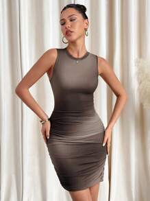 SHEIN Clasi Ombre Print Mesh Fabric Bodycon Mini Dress Festival - Multicolor - View 8