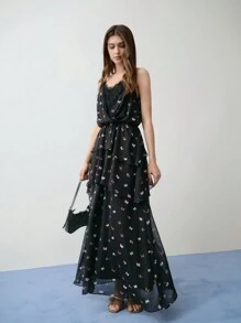 MOTF STUDIO BUTTERFLY PRINT RUFFLE TRIM FLOWY DRESS,VALENTINE'S DAY OUTFIT,SPRING/SUMMER - Multicolor - View 5