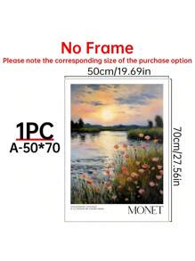 SHEIN Áp phích Claude Monet - Nghệ thuật treo tường hiện đại giữa thế kỷ để trang trí phòng thẩm mỹ _ Tranh in Monet làm quà tặng cho bạn thân _ Áp phích triển lãm Monet _ Bộ 1 _ Áp phích vải _ Trang trí tường vải cho nhà, phòng khách - Nhiều màu - Xem 14