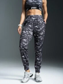 Powerista 女士高腰印花休闲运动长裤，日常穿着