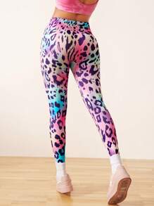 SHEIN Sport Gameset Women's Leopard Print High Waist Casual Fitness Leggings