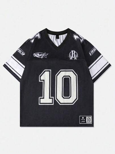 Street Life Men's Sports Jersey Short Sleeve Football Jersey Style T-Shirt, Summer