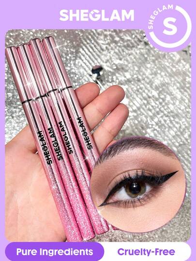 SHEGLAM كحل سائل مقاوم للماء من روزيه لاين آند ديفاين-أسود علامة تجارية جمال مكياج مستحضرات تجميل للنساء الفتيات مثالي لفصل الخريف الشتاء مثالي ل- Y2K أزياء أنيقة هدية حفلة جاهز أفضل لون