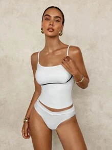 SHEIN Swim Zomer 1 Set Dames Contrasterende Trim Tankini Badmode