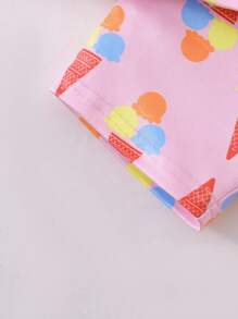 Set de 2 piezas de pijama para niña con body de manga corta y shorts con estampado de helado - Rosa - Ver 6