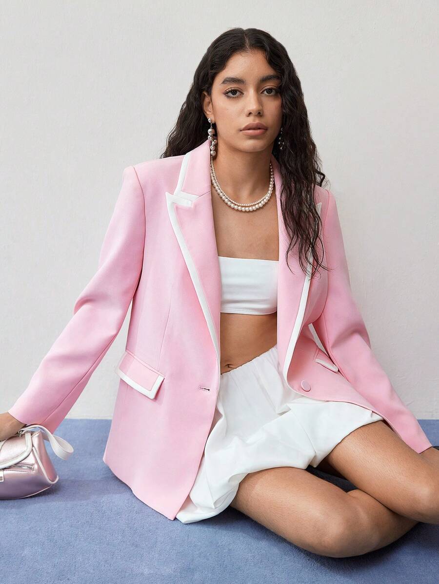 MOTF STUDIO 对比色粘合结构西装外套 - 彩色 - 查看 2