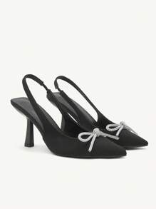 CUCCOO CHICEST Fashion Women Pearl Bow Design Comfortable Versatile Lolita High Heel Pumps - Black - View 5