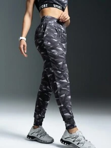 Powerista 女士高腰印花休闲运动长裤，日常穿着