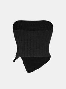 SHEIN Girlism 少女针织纯色罗纹可拆卸肩带吊带背心和阔腿裤两件套，休闲