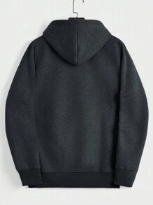 EURMUSE Men's Solid Color Long Sleeve Zip Front Hoodie For Autumn & Winter - Dark Grey - View 2
