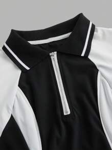 女士休闲户外 T 恤，简约时尚，适合日常穿着 - 黑與白 - 查看 3