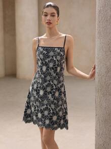 Aveloria Rosie 南法风格简约仿刺绣吊带背心 A 字型女式迷你连衣裙