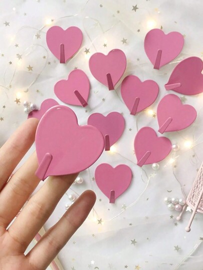 50 Stück herzförmige Klebeaufhänger, romantische wasserdichte Wandhaken, Hefthaken für schwere Lasten wie Schlüssel, Hüte, Handtücher, Badezimmer-Accessoires, Haushaltszubehör, Valentinstag Heimdekoration