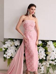 MOTF Soiréza JACQUARD STRAPLESS COCKTAIL PARTY DRESS - Pink - View 4