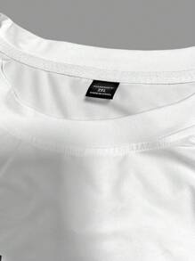 Manfinity Homme Plus Size Men's Eye Slogan Print Short Sleeve T-Shirt & Shorts Set - Black and White - View 4