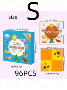SHEIN 1box/Set 96/108/152pcs Paper Folding Books For Art & Craft Activities, Including Paper Cutting, Origami, Paper Toys,Origami, Crafts,Origami Paper