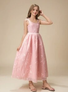 Váy dài dây mảnh màu hồng thanh lịch và quyến rũ dành cho bé gái tuổi teen, thích hợp cho tiệc tùng, tiệc tối, đám cưới, phù dâu, ngày lễ, sinh nhật và các dịp khác - Hồng - Xem 7