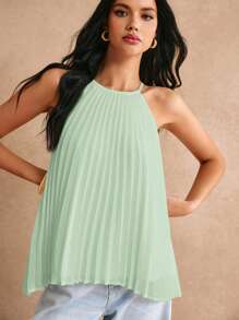 Poéselle 女士纯色无袖休闲宽松衬衫，日常穿着