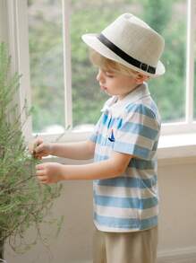 SHEIN Boys' Casual Striped Polo Shirt, Short Sleeve, Spring/Autumn - Multicolor - View 4