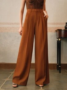 Anewsta Quần âu ống đứng thời trang thanh lịch, màu trơn dành cho nữ khi đi làm, đi nghỉ/năm mới - trái cam - Xem 4