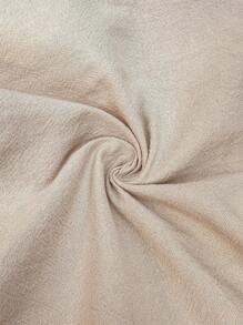 SHEIN Pregnant Women's Solid Color Drawstring Waist Spring/Summer Shorts - Khaki - View 7