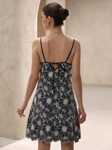 Aveloria Rosie 南法风格简约仿刺绣吊带背心 A 字型女式迷你连衣裙