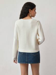 MOTF STUDIO 纹理针织纽扣前开衫 - 杏色 - 查看 6