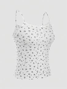 Tween Girl Casual Lace Trim Ditsy Floral Camisole